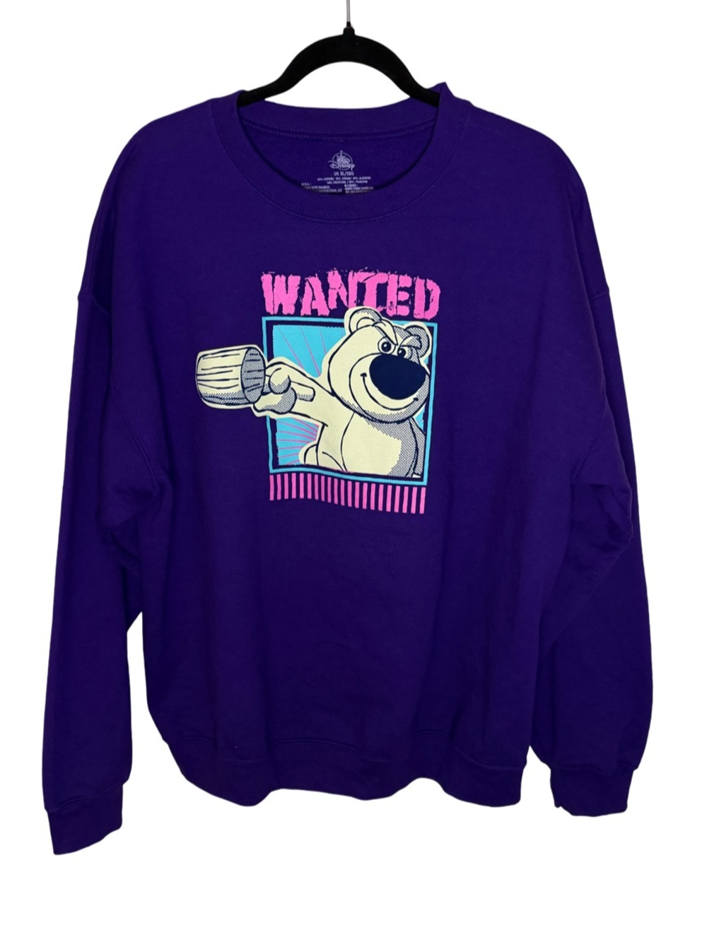 Disney Pixar Toy Story Lotso “Wanted” Purple Sweatshirt – XL NWOT